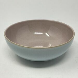 Denby Duets (retired) Stoneware Taupe & Blue Soup Cereal Bowl
